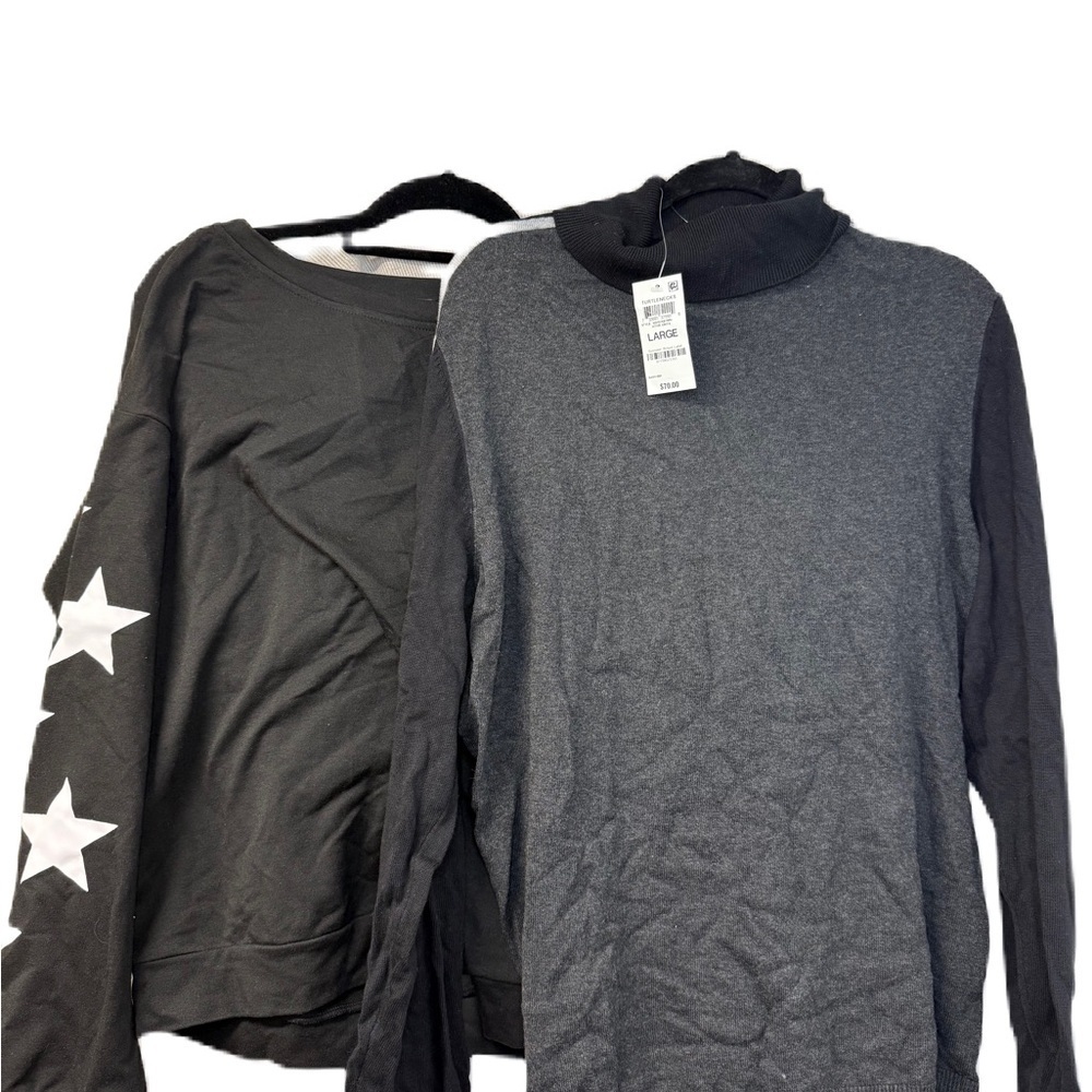 Women’s sweater ribbed, turtleneck, casual star sz l fun fall winter bundle of 3